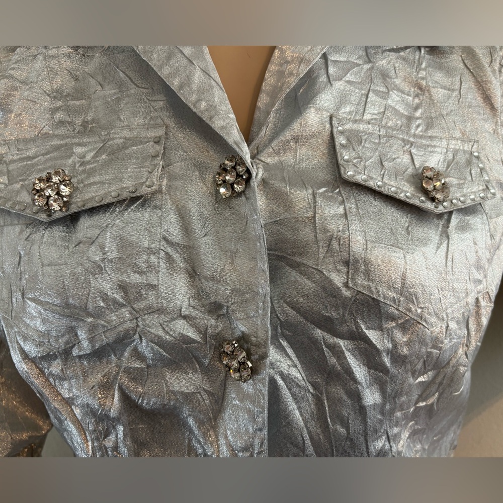 Berek Metallic Silver Rhinestone Jacket - image 2